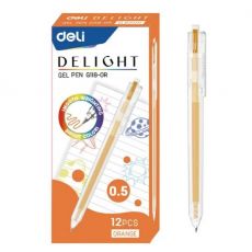 Ручка гелевая Deli ght EG118-OR оранжевый , прозрачный